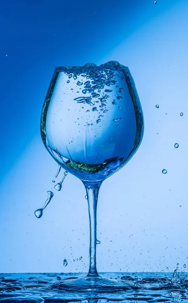 Glass Wine Drink Water Alcohol Wineglass Blue Isolated Empty White — Stock Photo, Image
