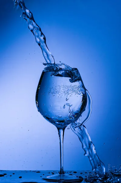 glass, drink, wine, alcohol, water, blue, wineglass, isolated, empty, liquid, beverage, clean, white, transparent, clear, crystal, bar, goblet, cold, celebration, drop, reflection, single, bocal, black