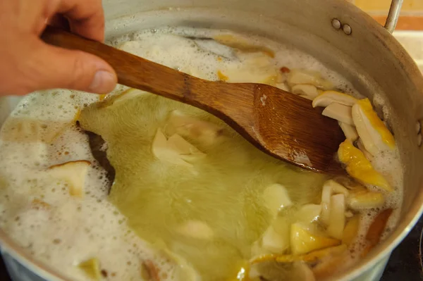 Pilze Kochen Der Küche — Stockfoto