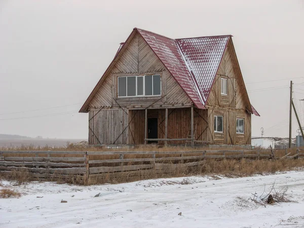 Reizen Naar Grens Van Rusland Kazachstan Foto Van Enkele Kleine — Stockfoto