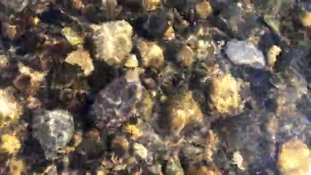 Batu Bawah Air Jernih Batu Bawah Aliran Air Sungai Sinar — Stok Video