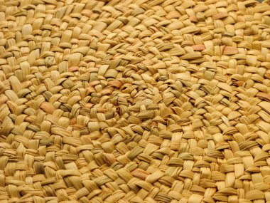 Dokuma mat arka plan closeup. İranlı el sanatları. Sarı dokuma mat closeup. El yapımı sepet.