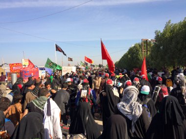Kerbela, Bağdat, Irak, 06 09 2019: Milyonlarca Şii arbaeen için dünya çapında Kerbela'ya yürüyor. Irak'ta büyük bir küresel toplantı.