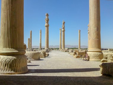 Persepolis, Iran: Persepolis was the ceremonial capital of the Achaemenid Empire ca. 550 330 BC It is situated 60 km northeast of the city of Shiraz in Fars Province, Iran.  Ancient city Persepolis- one of UNESCO World Heritage Sites in Shiraz , Iran clipart