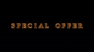Özel teklif: Ateş metni efekti siyah arkaplan. Yüksek görsel etkiyle canlandırılmış metin efekti. harf ve metin efekti. Alfa Eşleşmesi.