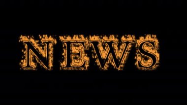 Haber yangınının etkisi siyah arka plan. Yüksek görsel etkiyle canlandırılmış metin efekti. harf ve metin efekti. Alfa Eşleşmesi.