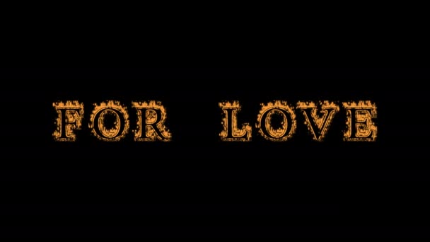 Love Fire Text Effect Black Background Animated Text Effect High — Stock Video