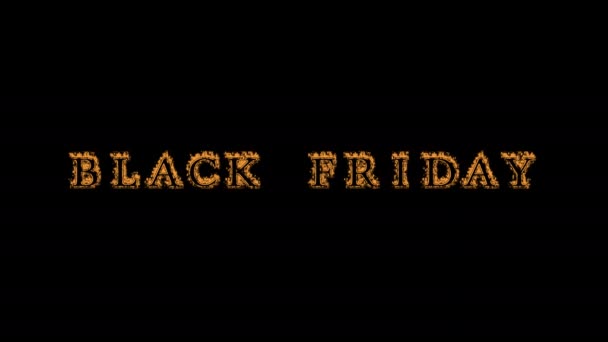 Black Friday Fire Text Effect Black Background Animated Text Effect — Stock Video