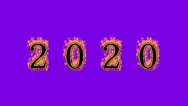 2020 Fire Text Effect Violet Background Animated Text Effect High — Stock Video