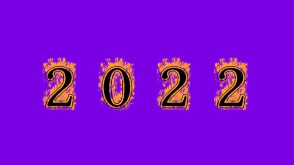2022 Vuur Tekst Effect Violette Achtergrond Geanimeerd Teksteffect Met Een — Stockvideo