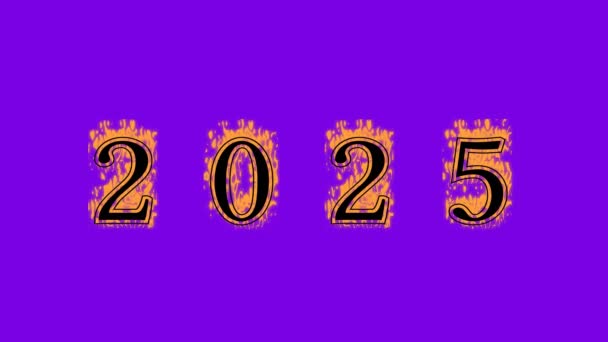 2025 Feuer Text Effekt Violetten Hintergrund Animierte Texteffekte Mit Hoher — Stockvideo