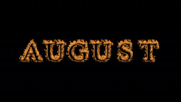 August Fire Text Effect Black Background Animated Text Effect High — Stock Video