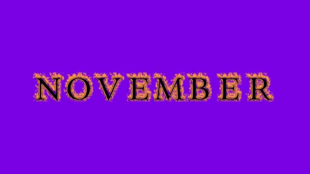 Novembre Feu Effet Texte Fond Violet Effet Texte Animé Fort — Video