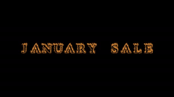 January Sale Fire Text Effect Black Background Animated Text Effect — Stock Video