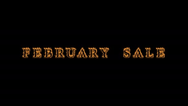 February Sale Fire Text Effect Black Background Animated Text Effect — Stock Video