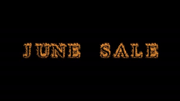 June Sale Fire Text Effect Black Background Animated Text Effect — Stock Video