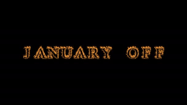 January Fire Text Effect Black Background Animated Text Effect High — Stock Video