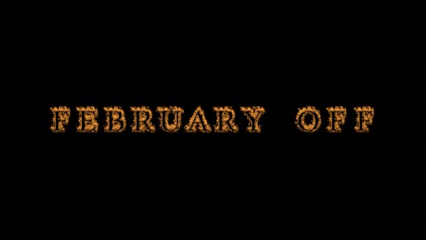 February Fire Text Effect Black Background Animated Text Effect High — Stock Video