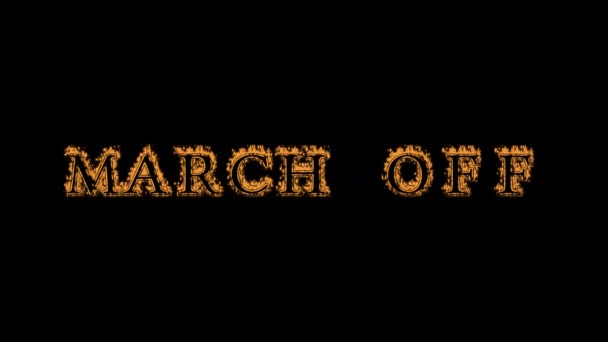 March Fire Text Effect Black Background Animated Text Effect High — Stock Video