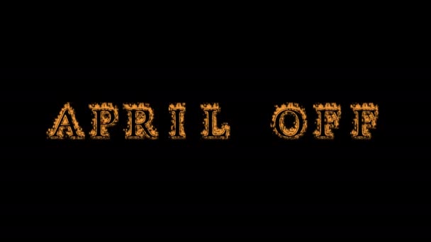 April Vuur Tekst Effect Zwarte Achtergrond Geanimeerd Teksteffect Met Een — Stockvideo
