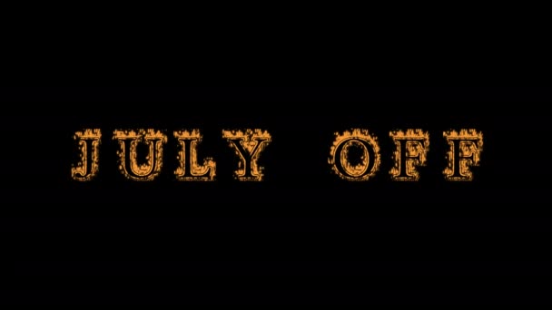 July Fire Text Effect Black Background Animated Text Effect High — Stock Video