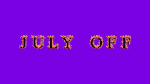 July Fire Text Effect Violet Background Анимированный Текстовый Эффект Высоким — стоковое видео