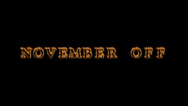 November Fire Text Effect Black Background Animated Text Effect High — Stock Video