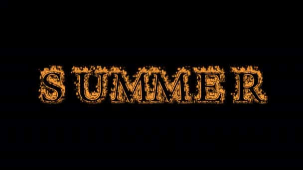 夏季火势文字效果黑色背景 动画文字效果具有高视觉冲击力 字母和文字效果 阿尔法 — 图库视频影像