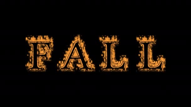 Fall Tűz Szöveg Hatása Fekete Háttér Animált Szövegeffektus Nagy Vizuális — Stock videók