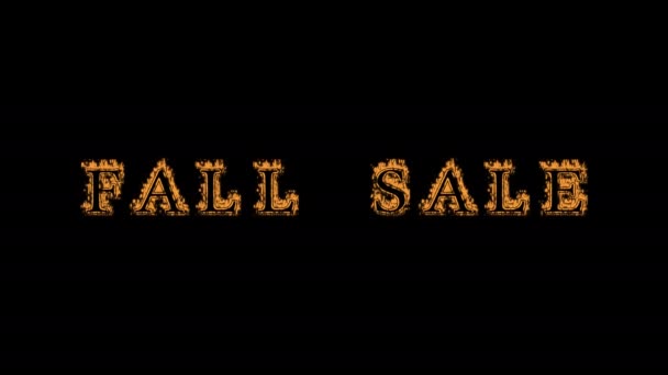 Herbst Verkauf Feuer Text Effekt Schwarzer Hintergrund Animierte Texteffekte Mit — Stockvideo