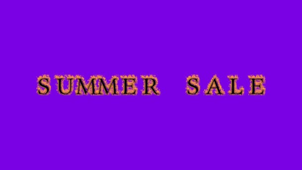 Sommer Verkauf Feuer Text Effekt Violetten Hintergrund Animierte Texteffekte Mit — Stockvideo