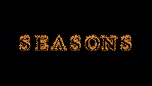Seasons Fire Text Effect Black Background Animated Text Effect High — Stock Video