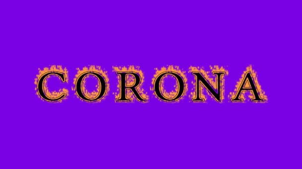 Corona Φωτιά Κείμενο Επίδραση Βιολετί Φόντο Εφέ Κινουμένων Σχεδίων Κείμενο — Αρχείο Βίντεο