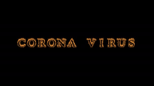 Corona Virus Feuer Text Effekt Schwarzer Hintergrund Animierte Texteffekte Mit — Stockvideo