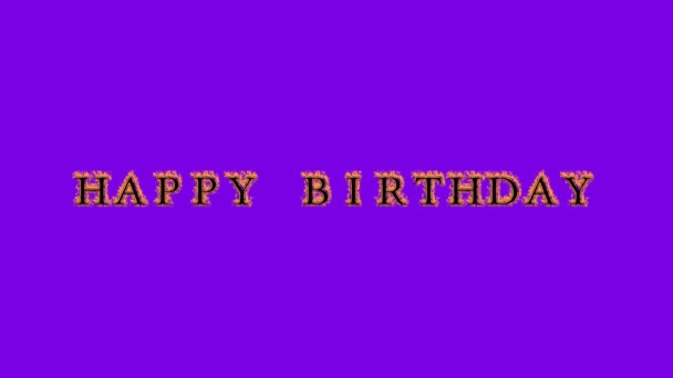 Happy Birthday Feuer Text Effekt Violetten Hintergrund Animierte Texteffekte Mit — Stockvideo