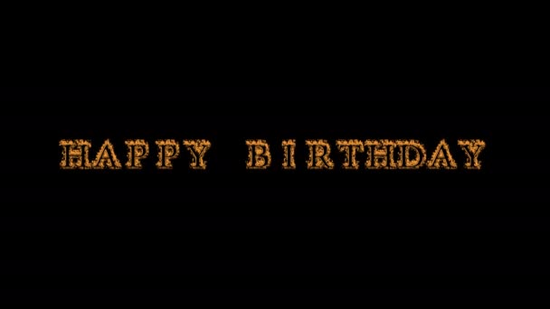 生日快乐 生火短信效果黑色背景 动画文字效果具有高视觉冲击力 字母和文字效果 阿尔法 — 图库视频影像