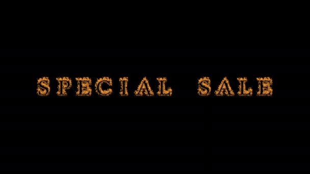 Special Sale Fire Text Effect Black Background Animated Text Effect — Stock Video