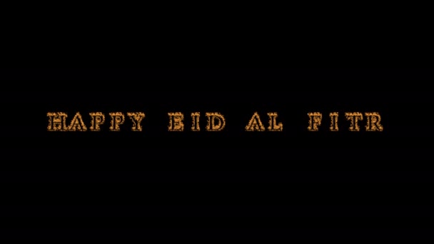 Happy Eid Fitr Požární Text Efekt Černé Pozadí Animovaný Textový — Stock video