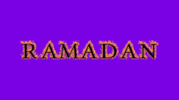 Ramadan Φωτιά Κείμενο Επίδραση Βιολετί Φόντο Εφέ Κινουμένων Σχεδίων Κείμενο — Αρχείο Βίντεο