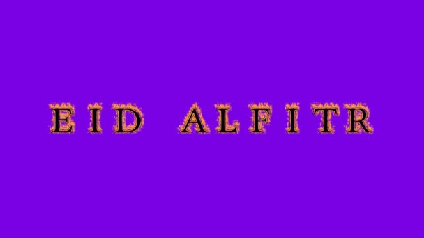 Eid Alfitr Fire Text Effect Violet Background Animated Text Effect — Stock Video