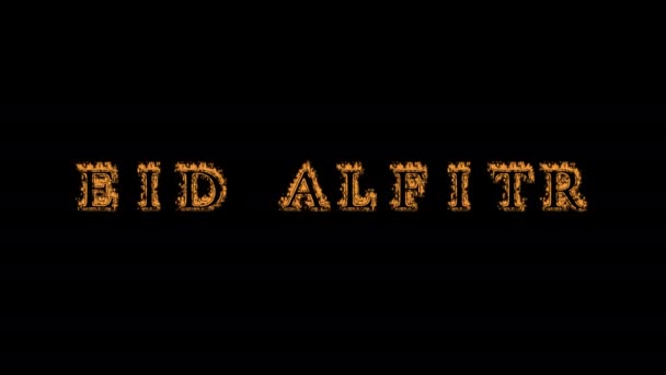 Eid Alfitr Požární Text Efekt Černé Pozadí Animovaný Textový Efekt — Stock video