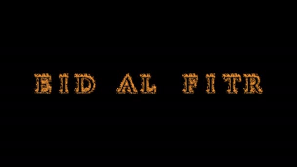 Eid Fitr Fire Text Effect Black Background Animated Text Effect — Stock Video