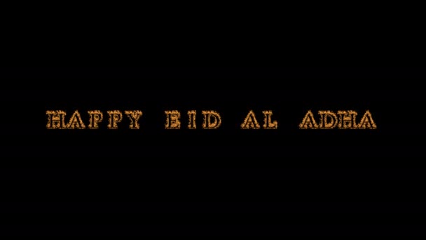 Happy Eid Adha Fire Text Effect Black Background Animated Text — Stock Video