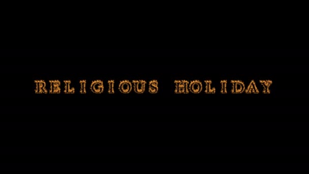 Religious Holiday Fire Text Effect Black Background Animated Text Effect — Stock Video