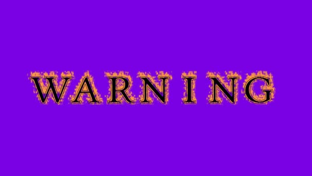 Warning Fire Text Effect Violet Background Animated Text Effect High — Stock Video