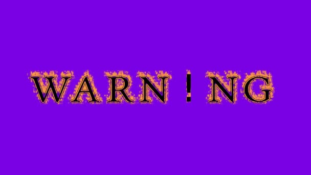 Warn Fire Text Effect Violet Background Анимированный Текстовый Эффект Высоким — стоковое видео