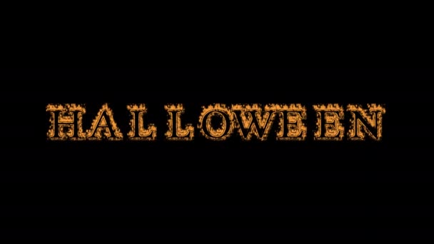 Halloween Fuego Texto Efecto Fondo Negro Efecto Texto Animado Con — Vídeo de stock