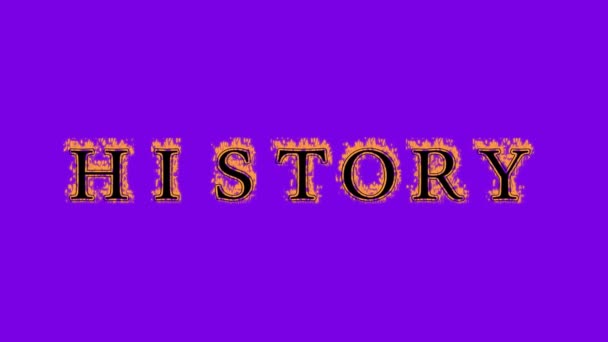 Geschiedenis Brand Tekst Effect Violette Achtergrond Geanimeerd Teksteffect Met Een — Stockvideo
