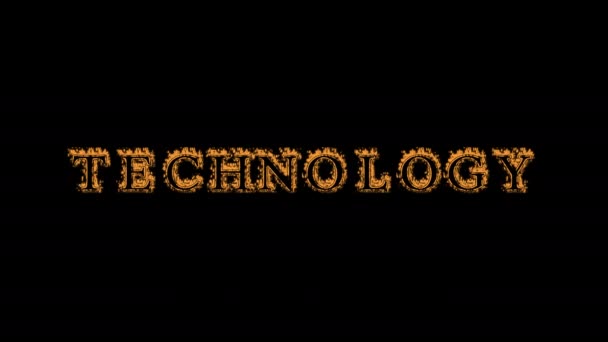 Technologie Feuer Text Effekt Schwarzen Hintergrund Animierte Texteffekte Mit Hoher — Stockvideo