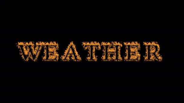 Weather Fire Text Effect Black Background Animated Text Effect High — Stock Video